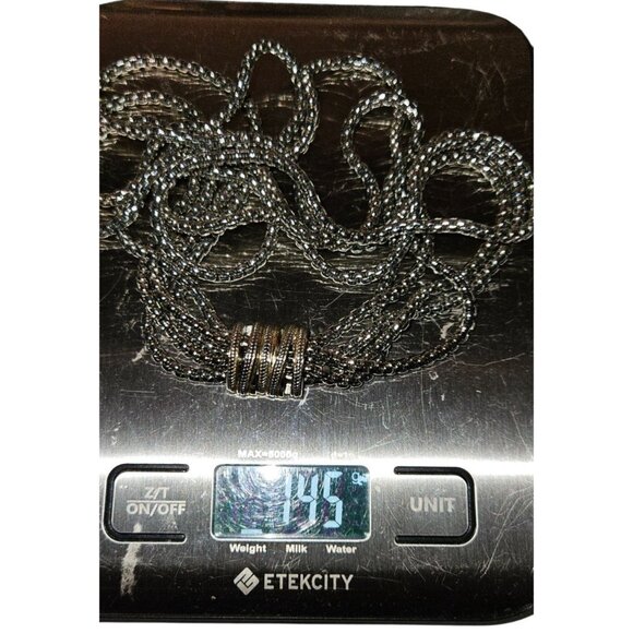 VINTAGE Necklace Multi-Strand Silver & Gold-Tone Twist Pendant  heavy quality - Picture 5 of 6